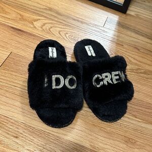 Dearfoams Black Plush Slide Slippers